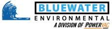 Bluewater logo with wave graphic and orange text.