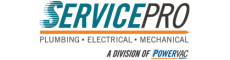 ServicePro logo for plumbing, electrical, mechanical services by Power Inc.